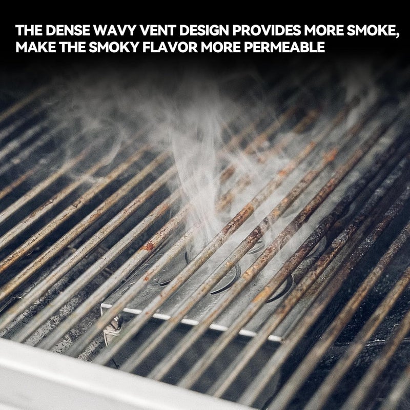 Skyflame Stainless Steel Wood Chip Smoker Box, BBQ Meat Smoking with Wavy Vent and Hinged Lid, Large Capacity for Gas/Charcoal Grill, V Shape with Flat Base Bottom - Image 5